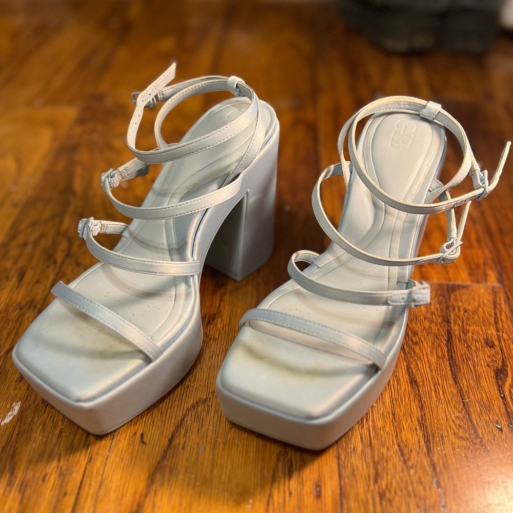 blue strappy platform heels